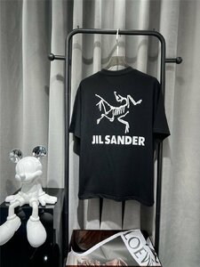 【ジルサンダー】×【アークテリクス】メンズ レディース 半袖Tシャツ ARC‘TERYX jil sander ブラック カットソー XLサイズ