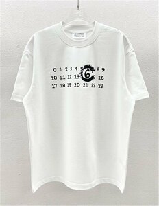 Maison Margiela(メゾン マルジェラ) MM6 半袖 tシャツ 夏 ナンバリング ホワイト ドラゴンリング カジュアル トップス Mサイズ