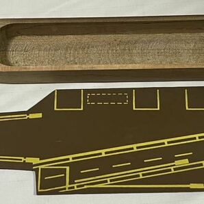 ★当時物 未組み立て 米国最大航空母艦 サラトガ CVA-60 寺島模型 木製艦船模型 おもちゃ 完全クリ抜き船体 現状品 昭和レトロの画像6
