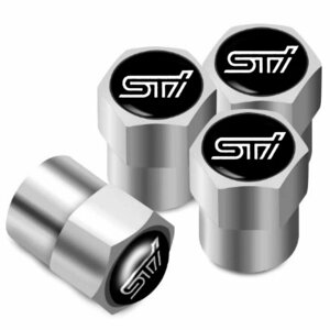 スバル STI タイヤバルブ エアーバルブ キャップ シルバー(4個セット)