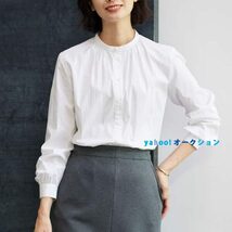 J.PRESS LADIES【洗える】BEZ C/Ny ドビーストライプ バンドカラー ブラウス　9号 Mサイズ シャツ ジェイプレス レディス 新品_画像2