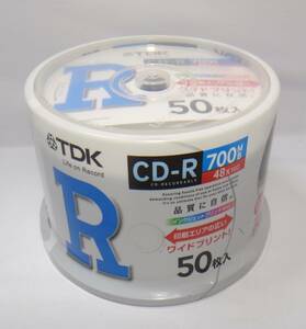 新品、未開封　送料無料 TDK　50枚入り　48倍速対応　CD-R　700MB　インクジェットプリンタ対応　CD-R80PWDX50PA