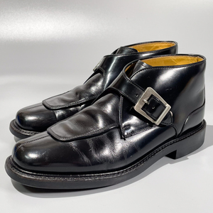即決 REGAL リーガル ショートブーツ Uチップ ストラップ ブラック 黒 メンズ 本革 革靴 24.5cm ビジネスシューズ フォーマル 紳士靴 A1908