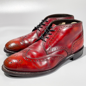 即決 REGAL リーガル ショートブーツ ウイングチップ ハイカット バーガンディ 赤茶色 メンズ 本革 革靴 25.5cm ビジネスシューズ A1892