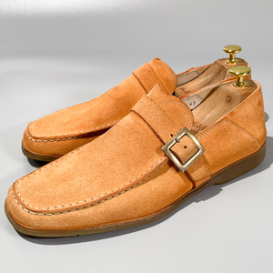 即決 ANTONIO MAURIZI アントニオマウリッツィ ローファー イタリア製 ストラップ 橙色 メンズ 本革 スエード 革靴 26.5cm 27cm A1902