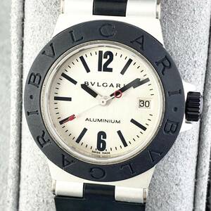 【1円〜】BVLGARI ブルガリ 腕時計 メンズ レディース兼用 ALUMINIUM アルミニウム AL29TA ホワイト文字盤 デイト 可動品