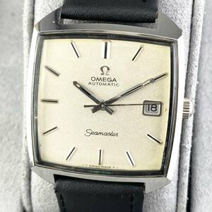 【1円〜】OMEGA オメガ 腕時計 メンズ AT 自動巻 SEAMASTER シーマスター シルバー文字盤 スクエア アンティーク デイト 可動品