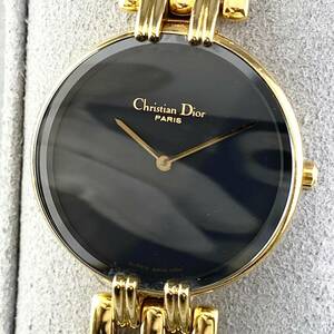 【1円〜】Christian Dior クリスチャン ディオール 腕時計 レディース バギラ 46-154-2 ブラックムーン ゴールド 可動品