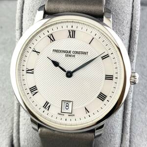 【1円〜】FREDERIQUE CONSTANT フレデリック コンスタント 腕時計 メンズ スモセコ ホワイト文字盤 ラウンドフェイス デイト 可動品