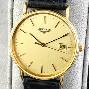 【1円〜】LONGINES ロンジン 腕時計 メンズ グランドクラシック L4.636.2 ゴールド文字盤 ラウンドフェイス 可動品