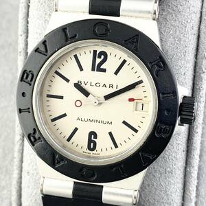 【1円〜】BVLGARI ブルガリ 腕時計 メンズ ALUMINIUM アルミニウム AL32TA ホワイト文字盤 デイト 可動品