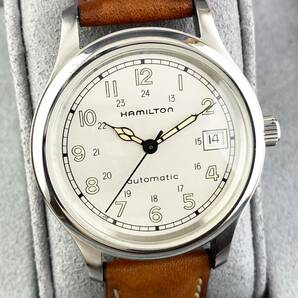 【1円〜】HAMILTON ハミルトン 腕時計 メンズ AT 自動巻 KHAKI カーキ 9721B ホワイト文字盤 ラウンドフェイス 裏スケ デイト 可動品の画像4