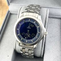 【1円〜】OMEGA オメガ 腕時計 メンズ SEAMASTER シーマスター アナデジ 120m ブルー文字盤 ラウンドフェイス 可動品_画像2