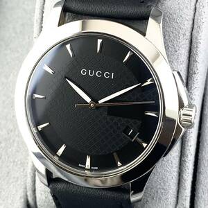 【1円〜】GUCCI グッチ 腕時計 メンズ 126.4 G-TIMELESS Gタイムレス ブラック文字盤 Gフェイス GG デイト 可動品