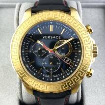 【1円箱付】VERSACE ヴェルサーチ 腕時計 メンズ VE1A クロノグラフ ブラック文字盤 ゴールド ラウンドフェイス メデューサ デイト 可動品_画像8