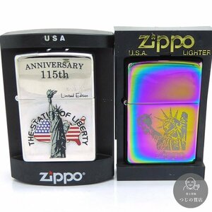 1円～ 未使用 ライター まとめて2点 zippo ジッポー 自由の女神 115周年 レインボー2002年◆送料600円(近畿)～◆～3/25(月)終了 質屋-9488