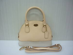 COACH コーチ F34517 2WAY ハンドバッグ ショルダー バイカラー オレンジベージュ系 a