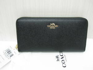 未使用 COACH コーチ Ｆ52372 ラウンドジップ ウォレット 長財布 ブラック 黒 a