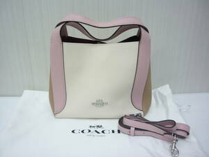 未使用 COACH 88151 コーチ レザー 2WAY ハンドバッグ アイボリー ピンク ショルダー a