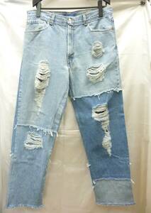 ZAC VARGAS ザックバルガス crashdenimPT クラッシュデニム パンツ リメイク ヴィンテージ加工（95）a