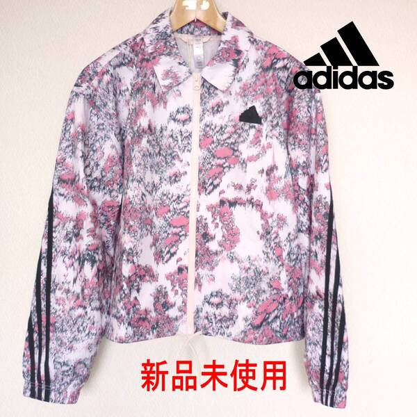 新品未使用◆送料無料●(レディースM)アディダス adidas ピンク スリーストライプス ウィンドブレーカー/ルーズフィット/裏地付き