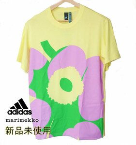 新品未使用◆送料無料●(レディースL)アディダス adidas マリメッコ　黄色グラフィックTシャツ/オーバーサイズ