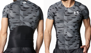 アンダーアーマー 新品！UA アイソチル ショートスリーブシャツ XL黒灰 送料無料 コンプレッション