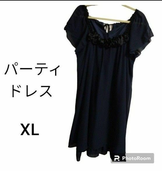 GIRL購入☆パーティドレスXL コサージュ付き　お呼ばれドレス