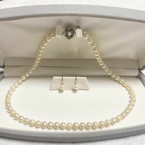 アコヤ真珠 ネックレス イヤリング パール pearl jewelry 925 silver necklace accessory 本真珠 アクセサリー シルバー 冠婚葬祭 24g