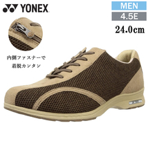 M30AW BEDBR 24.0cm ヨネックス YONEX パワークッション ウォーキングシューズ メンズ 靴 幅広 ワイド 4.5E メッシュ ファスナー_画像1