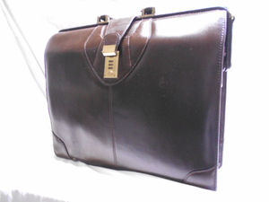 Maximum Maximum leather business bag dokta- bag BAG Brown defect have 