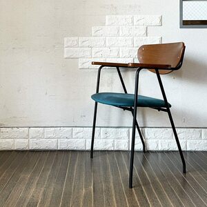 ◎ イデー IDEE ジャンゴ DJANGO ARM CHAIR アームチェア アントンブラウンカラー ファブリック ブルー系 スチールレッグ 定価￥53,000-