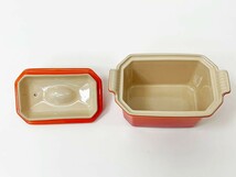 ● ルクルーゼ LE CREUSET テリーヌ型 TERRINE WITH PRESS プレス付き 0.6L フレイム ストーンウェア 箱付き 未使用品_画像5