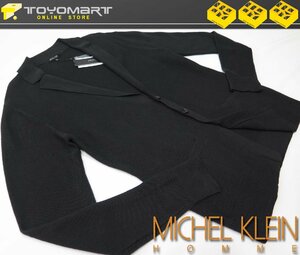 2060●ミッシェルクランオム MICHEL KLEIN HOMME●新品　テーラーカラーカーディガン　ブラック/M　定価14300円