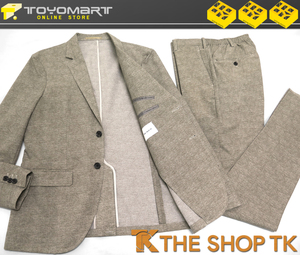 5056●THE SHOP TK タケオキクチ●新品　洗濯機OK　COOL DOTS（R）ストレッチ セットアップスーツ　ベージュ/XL