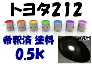 ◇ トヨタ212　塗料　ブラック　レクサスGS　レクサスIS　希釈済　カラーナンバー　カラーコード　212