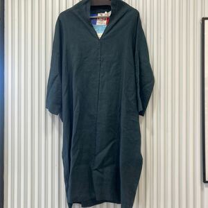 fog linen work フォグリネンワーク　麻100% ワンピース 深緑系　クリーニング済み