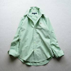 RALPH LAUREN Ralph Lauren po knee embroidery multi po knee oxford shirt cotton shirt button down shirt long sleeve shirt green 