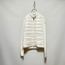 A0003★20 高級 新品未使用 タグ付き MONCLER モンクレール ニット 切り替え ダウン ジャケット ブルゾン 白 ロゴ ワッペン sizeL_画像2