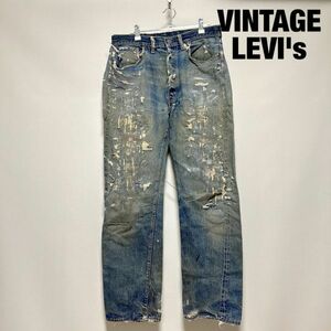 A0023★10 60's 70's LEVI'S リーバイス 501 デニム Big E ボタン裏 刻印4 USA製 希少 ヴィンテージ ジーンズ パンツ メンズ