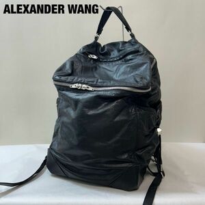 X0001★10 名作 日本未入荷 Alexander Wang アレキサンダーワン archive デストロイレザー メンズ デイ リュックサック ボディーバッグ 鞄