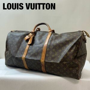 X0007★10 高級 Louis Vuitton ルイヴィトン 総柄 LV BIG ボストンバッグ ハンド 鞄 キーポル 2 メンズ 旅行鞄