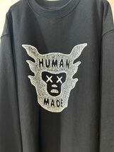 H0006★8 美品 HUMAN MADE x KAWS ヒューマンメイド カウズ メンズ スウェット トレーナー SWEATSHIRT KAWS ロゴ ブラック sizeL_画像5