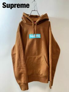 R0009★10.5 Supreme 17AW Box Logo Rust シュプリーム ボックス ロゴ 刺繍 パーカー スエット トレーナー フーディ ブラウン 茶 Mサイズ