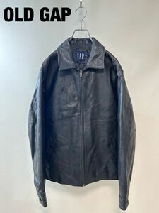 T0018★5 OLD GAP ギャップ 90s vintage カーコート カバーオール ライダース ジャケット ブラック サイズM レザー