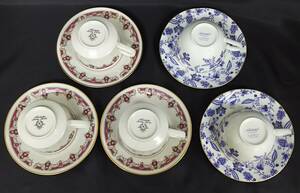 Noritake カップ&ソーサー 2種 5客 Ivory China アイボリーチャイナ Bone China ボーンチャイナ ノリタケ コーヒーカップ まとめて