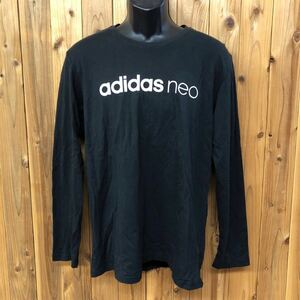 adidas neo /アディダス メンズXO 長袖Tシャツ トップス ロンT ビッグロゴ 黒 カジュアル スポーツウェア 古着