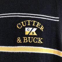 CUTTER&BUCK /カッター&バック /メンズL ニットベスト ハーフジップ ボーダー柄 ロゴ刺繍 レーヨン×ポリエステル スポーツ ゴルフウェア _画像5