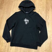 stussy /ステューシー /メンズS 黒 長袖 プルオーバー パーカー スウェット トップス 裏起毛 ロゴプリント ストリート 古着_画像8