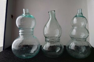 昔のひょうたんニッキ水瓶（昭和レトロ、アンティーク瓶 ガラス 和ガラス レトロ ）